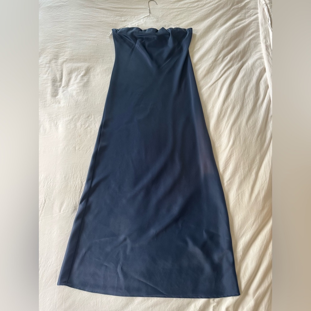 Wayf Blue Maxi Slip Dress Sweetheart Neckline